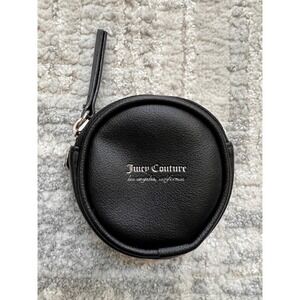 Juicy Couture Black Coin Purse Round Charm Keychain Zip Closure